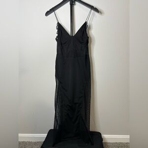 Forever 21 Black Sheer-Panel Spaghetti Strap Dress